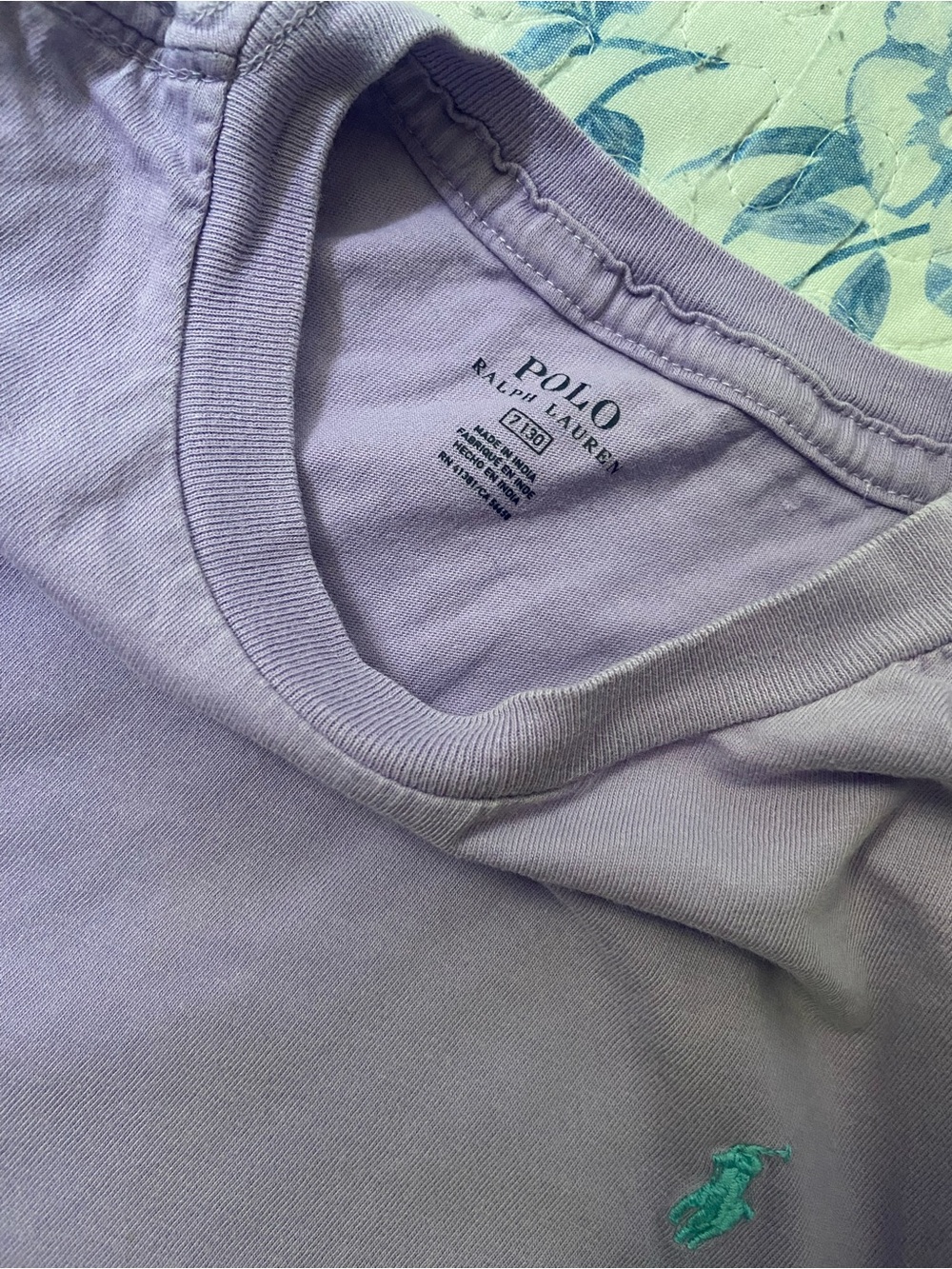 Ralph Lauren Lavender Crewneck Tee with Aqua Pony - Picture 2 of 2